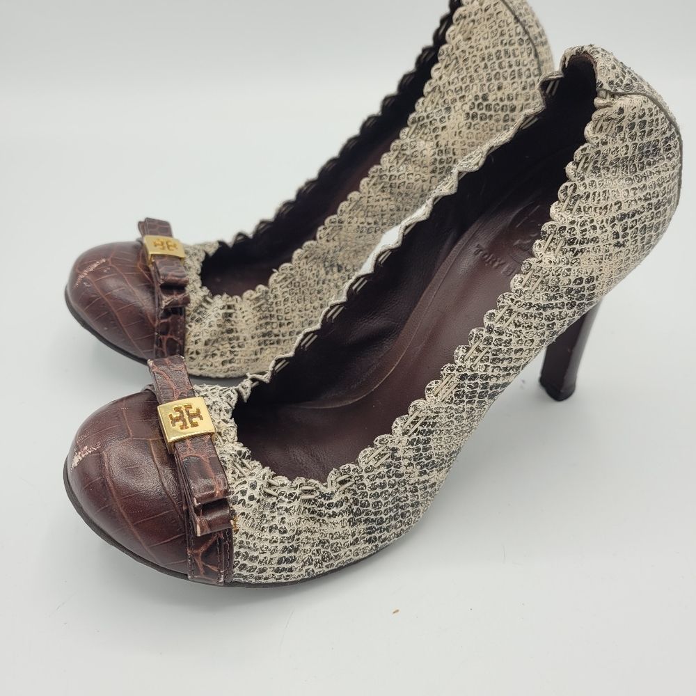Tory Burch Romy Heels Python Leather 7 - image 3